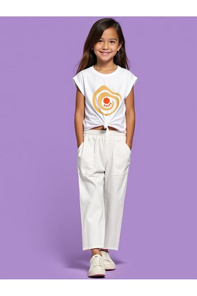 minojoy Ecru Colored Camilla Girls' Trousers