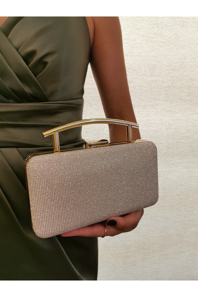 Soave Collection Γυναικεία βραδινή τσάντα με χρυσή γυαλιστερή αλυσίδα για νυχτερινό πάρτι γάμου