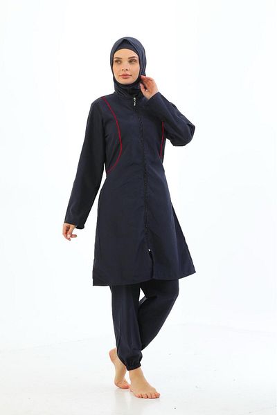 MEBA Μαγιό αλεξίπτωτο 4 τεμαχίων με φερμουάρ Navy Blue Full Covered Hijab