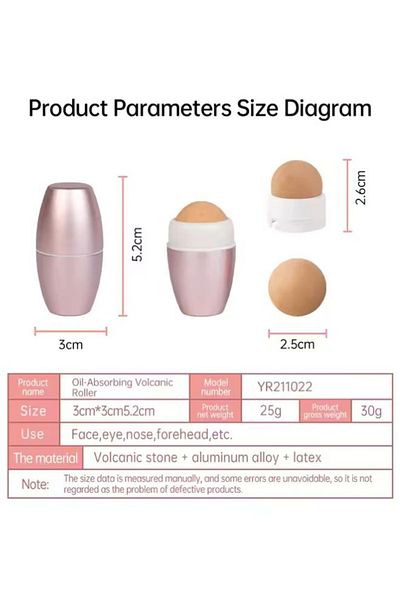 Prime by Javaudan Prime Oil-Absorbing Volcanic Face Roller Reusable Oily Skin Control Roller Excess Shine Rolling Remo