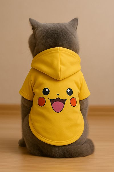 Monopetz Hooded Sweatshirt Dog and Cat Outfit Yellow Pikachu Size Xs