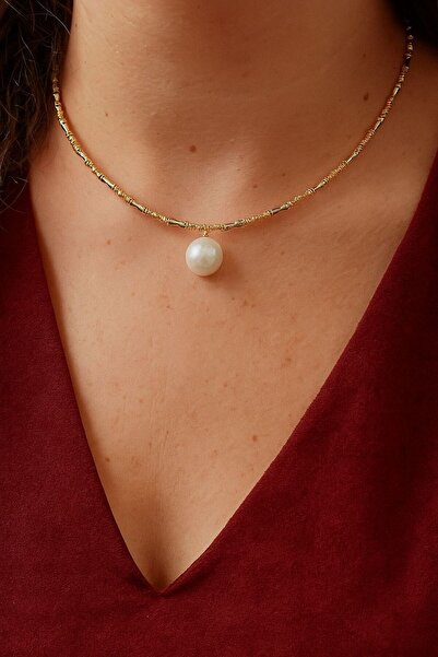 GÜLŞAH SEZER ithal tasarım incili altın kaplama gümüş chocker kolye