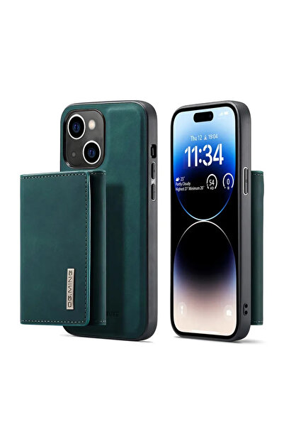 Merwish Apple Iphone 13 Ve 14 Uyumlu Deri (SUNİ) Manyetik Ayrılabilen Cüzdanl...