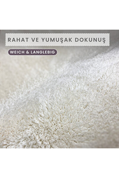 Bestekar LunaSoft Cream Διπλό Φουντωτό Οβάλ Χαλάκι Μπάνιου Αντιολισθητικό Πολυτελές Μαλακό Πλενόμενο Μοντέρνο