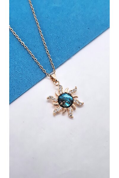 Serenity قلادة من الفولاذ الشمسية بحجر الزركون مع شكل السماء