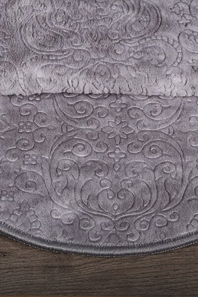 Bestekar Σετ πατάκια μπάνιου Lunessa Grey Oval με σκανδιναβικό σχέδιο, μαλακό, αντιολισθητικό, που πλένεται στο πλυντήριο, 2 τεμάχια