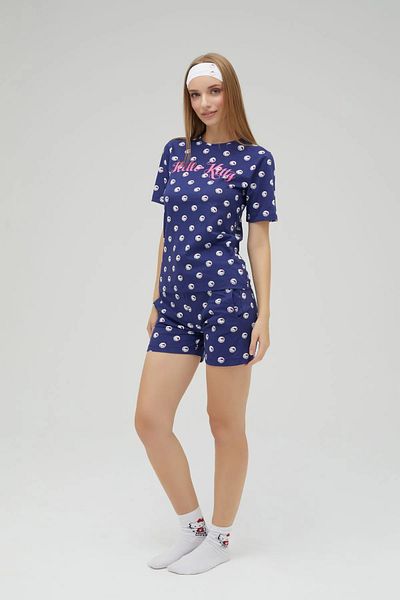 Hello Kitty Licencovaný pyžamový set s krátkým rukávem a šortkami v námořnické modré