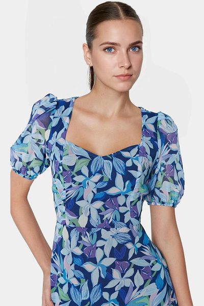 PayBuy Chiffon Mini Dress Floral Pattern a Line Summer Short Sleeve High Quality Comfortable and Stylish Modern Style