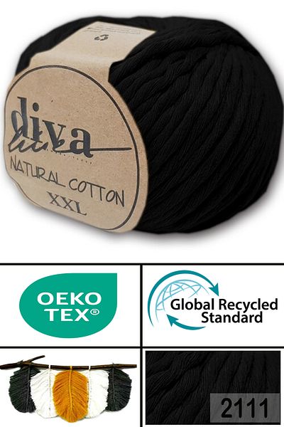 Diva İplik Diva Natural Cotton Xxl 2111 Μαύρο