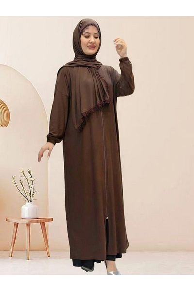 samu butik Hijab One Piece Lycra Sandy Prayer Dress - Does Not Show Inside