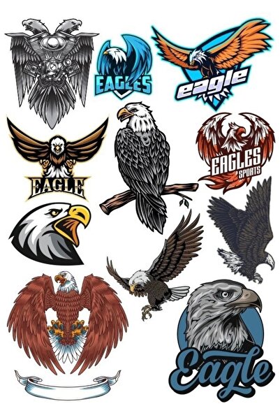 Reysa Tasarım Kartal Eagle Sticker Set 11 Parça Telefon, Tablet, Defter, Laptop Sticker