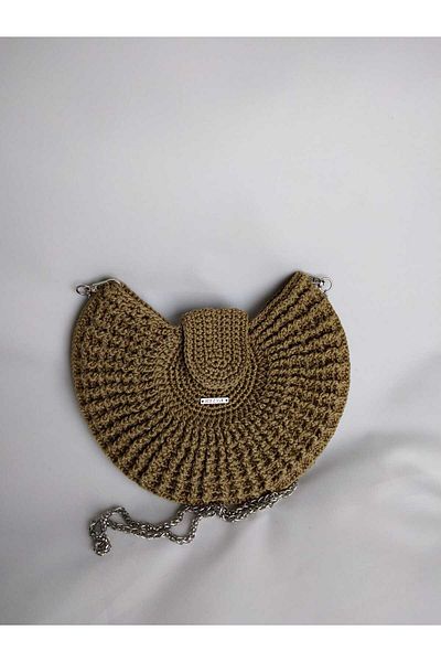 RELYA Women's Mink Chain Snap Patterned Knitted Shoulder Bag Width 25 cm Length 18 cm Depth 1 cm