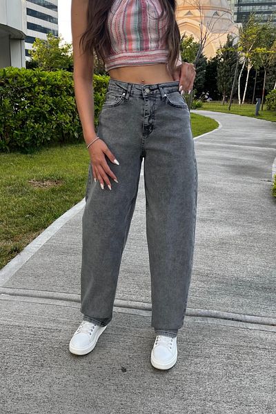 BİKELİFE Women's Street Style Loose Cut Wide Leg Baggy Jeans