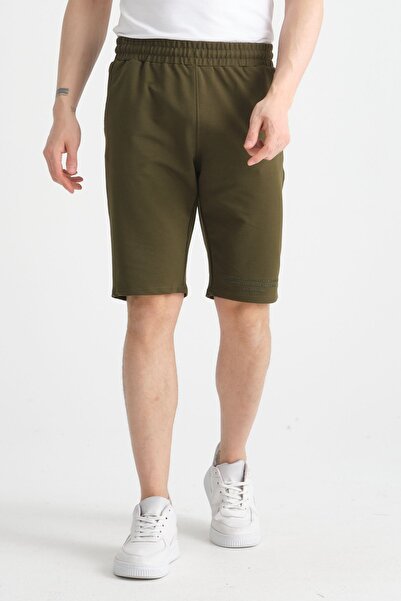 Shooter Baskı Detaylı Regular Kalıp Haki Erkek Şort