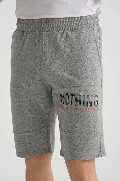 Shooter Sportswear Premium ανδρικό σορτς γκρι μελανζέ με λεπτομέρεια τσέπης με φερμουάρ Λεπτομερής κανονική εφαρμογή