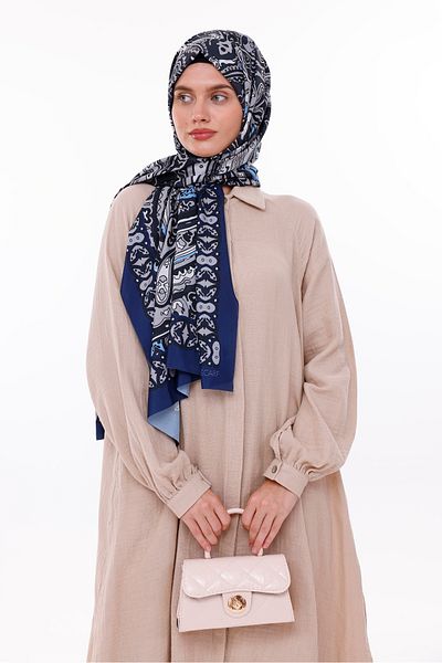 tarzınısec Şal de damă cu model retro Estascarf albastru