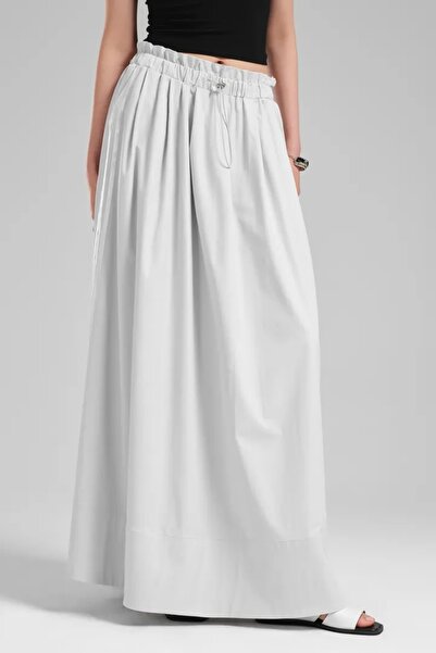 tw3 Fusta lungă de damă cu dungi laterale și design elastic în talie