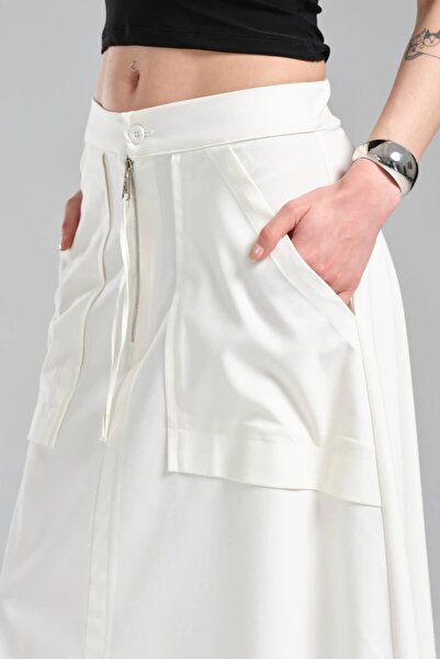 tw3 Women's Design Bell Skirt with Pockets and Zipper Detail