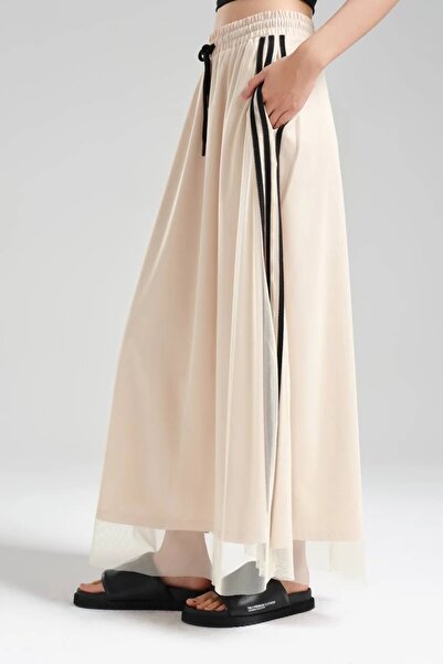 tw3 Fusta de damă cu design elastic în talie cu dungi