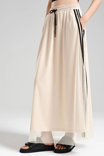 tw3 Fusta de damă cu design elastic în talie cu dungi