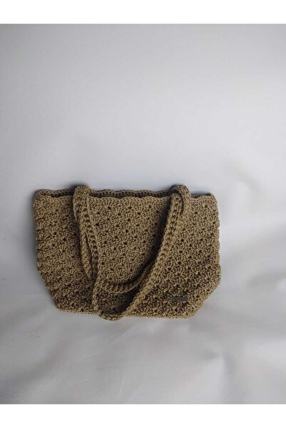 RELYA Women's Macrame Mink Color Strap Knitted 2 Snap Shoulder Bag Width 20 cm Length 18 cm Depth 11 cm