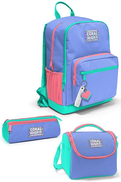 Coral High Deep Blue 3-Piece School Bag Set - SET0123641