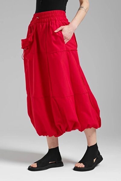tw3 Women's Design Balloon Skirt with Pockets and Elastic Waist