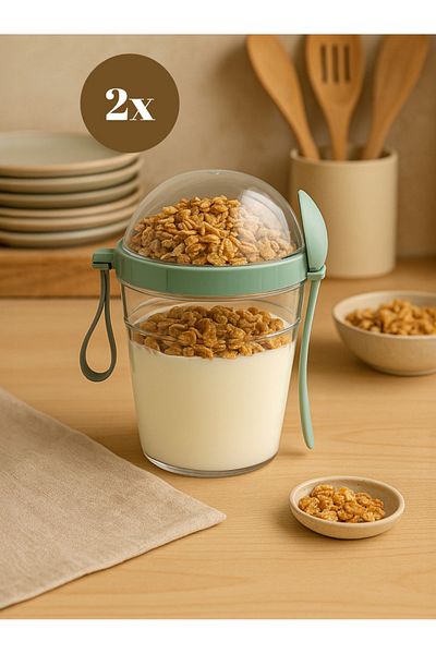 Mapple Home Gomix Duo 2-Pack 600ml Muesli Container, Yogurt Container, Salad and Snack Box