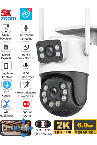 SONREİR OkamPro 3011 4MP IP Akıllı Wİ-Fİ Güvenlik Kamerası 128GB Hareketli Kablosuz Gece Görüşü Kişi Takibi