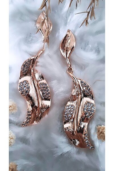 Serenity أقراط Xuping الذهبية مع شكل أوراق الشجر الطويلة وحجر الزركون