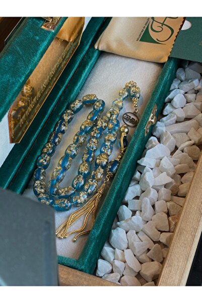 COLLECTION OF ROSARY SERTİFİKALI ÖZEL RENK VE İŞÇİLİKLİ 24 AYAR ALTIN PARÇACIKLI TESBİH