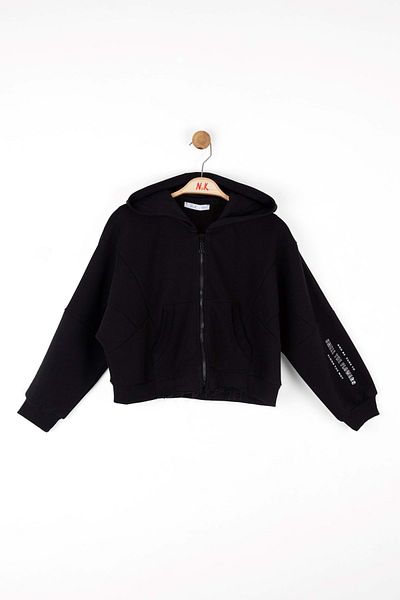 nk kids Along Zippered Hooded Cardigan Black