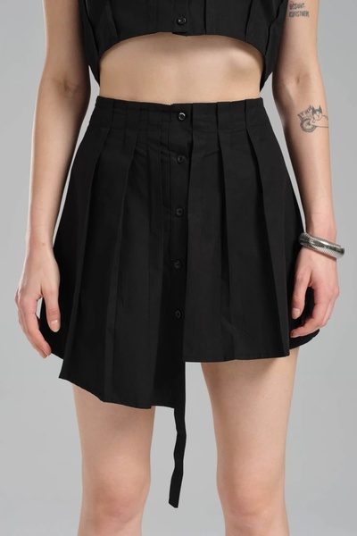 tw3 Fusta mini plisată cu design special din țesătură pentru femei