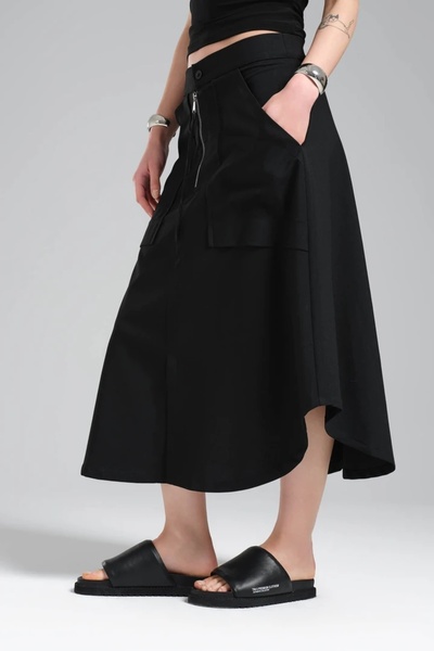 tw3 Kadın Cepli ve Fermuar Detaylı Tasarım Çan Etek