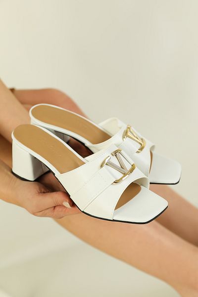 Firibu Transparent Heeled Banded Heeled Slippers Shoes with Stones