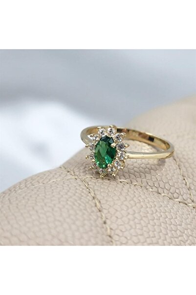 FasekGold 1.05 Karat Zümrüt Yeşili Taşlı 0.30karat Pırlanta(signty)taşlı Vintage Tasarım 925 Ayar Gümüş Yüzük