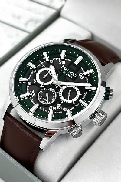 Ferrucci Function Bitter Brown Color Leather Strap Men's Wrist Watch Zmfer064