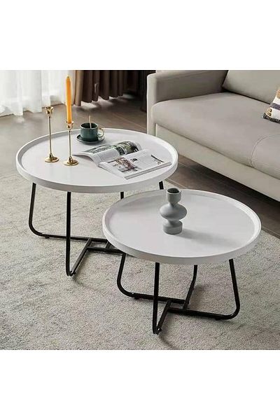 Generic Nesting Tables Set of 3 Pieces, Round Coffee table, Ceramics Glass Top, Strong Gold Metal Frame for