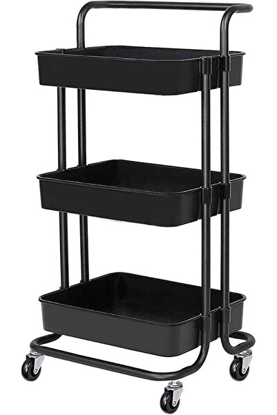 Generic عربات دوارة بثلاث طبقات مع عجلات، عربة تخزين، عربة مكياج بعجلات دوارة...