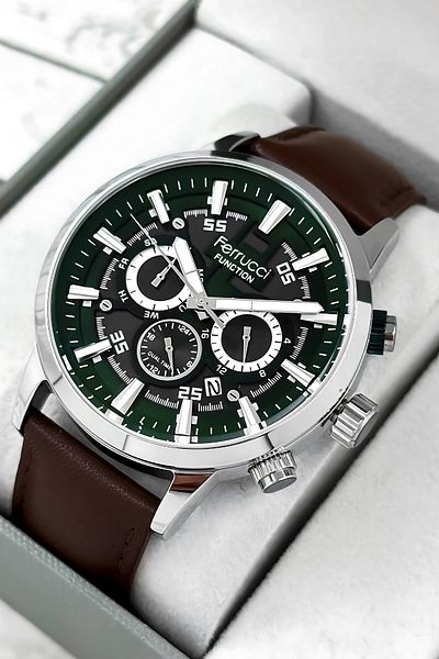 Ferrucci Function Bitter Brown Color Leather Strap Men's Wrist Watch Zmfer064