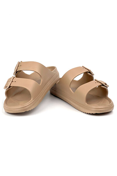 KAJILA Unisex Vizon Çift Tokalı Kaymaz Taban Ayarlanabilir Hafif Günlük Plaj Terlik