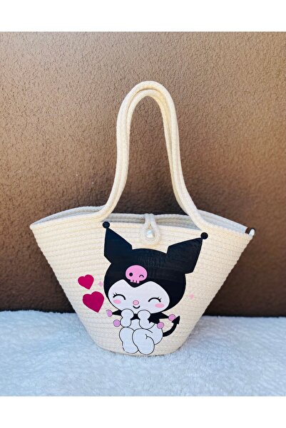 ELÇİÇEK HOME Straw Bag,Kuromi Bag,Beach Bag