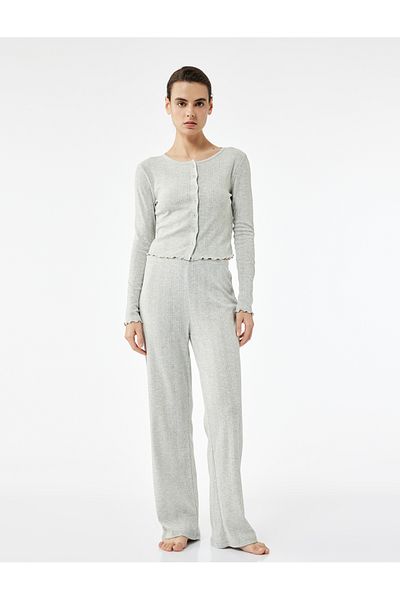 Koton Standard Waist Wide Leg Pajama Bottoms