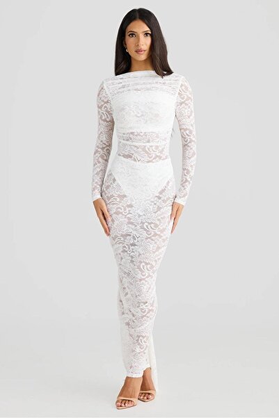 Bikini Mayokini Dünyası Φόρεμα με δαντέλα με ανοιχτή πλάτη - Λευκό