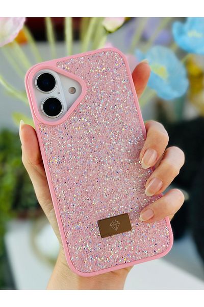 Go Aksesuar حافظة سيليكون متوهجة بتصميم ألماس متوهجة بالألماس متوافقة مع هاتف iPhone 16