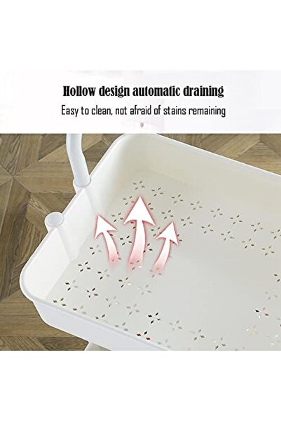 Generic 4-Tier Kitchen Rolling Cart, Utility Storage Trolley Cart with Wheels, Laundry Waterproof Cart, Mobi