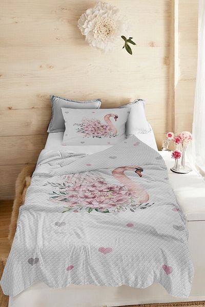 Bebişim Halı Cute Swan with Heart Single Child Pique Pillow with Case