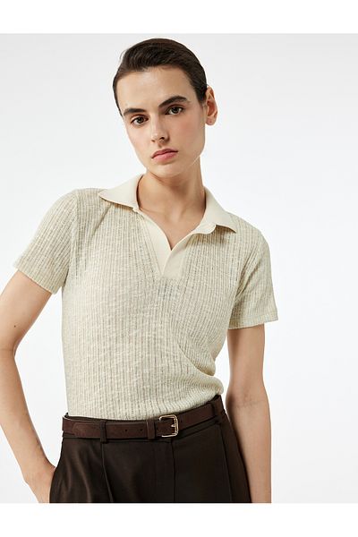Koton Tricou cu mânecă scurtă și guler polo cu detaliu din fire metalice