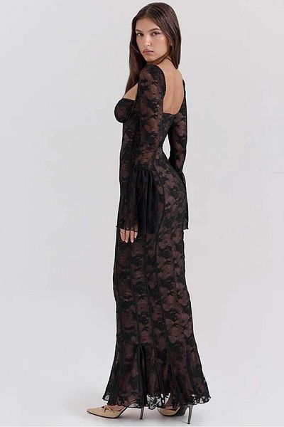 Bikini Mayokini Dünyası Lace Long Luxury Dress - Black