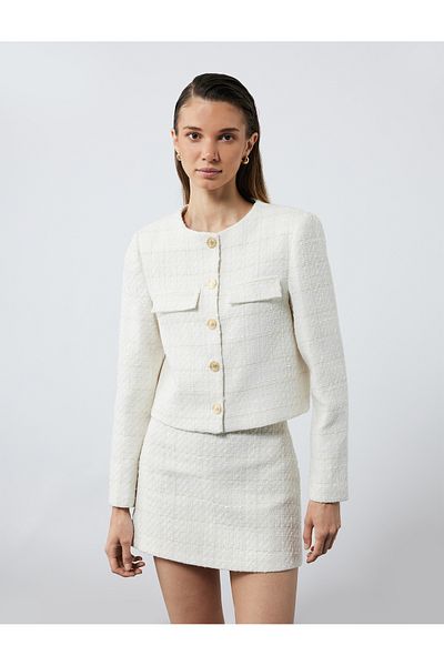 Koton Standard Waist Mini A-Line Tweed Skirt